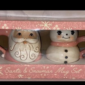Johanna Parker pink Santa and Snowman mug set